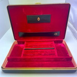 Vintage Mele Black and Red Velvet Jewelry Box